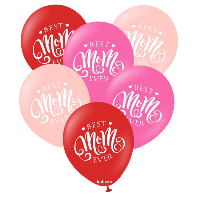 kalisan-best-mom-ever-luftballons-12-25-stk-rot-pink image 1