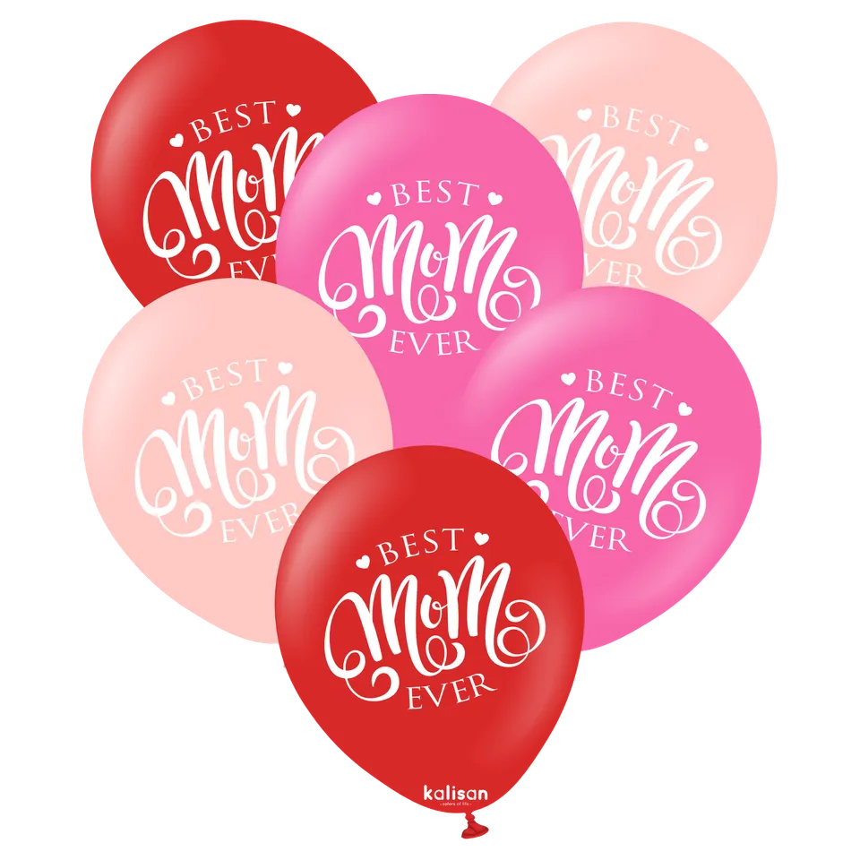 kalisan-best-mom-ever-luftballons-12-25-stk-rot-pink image 1