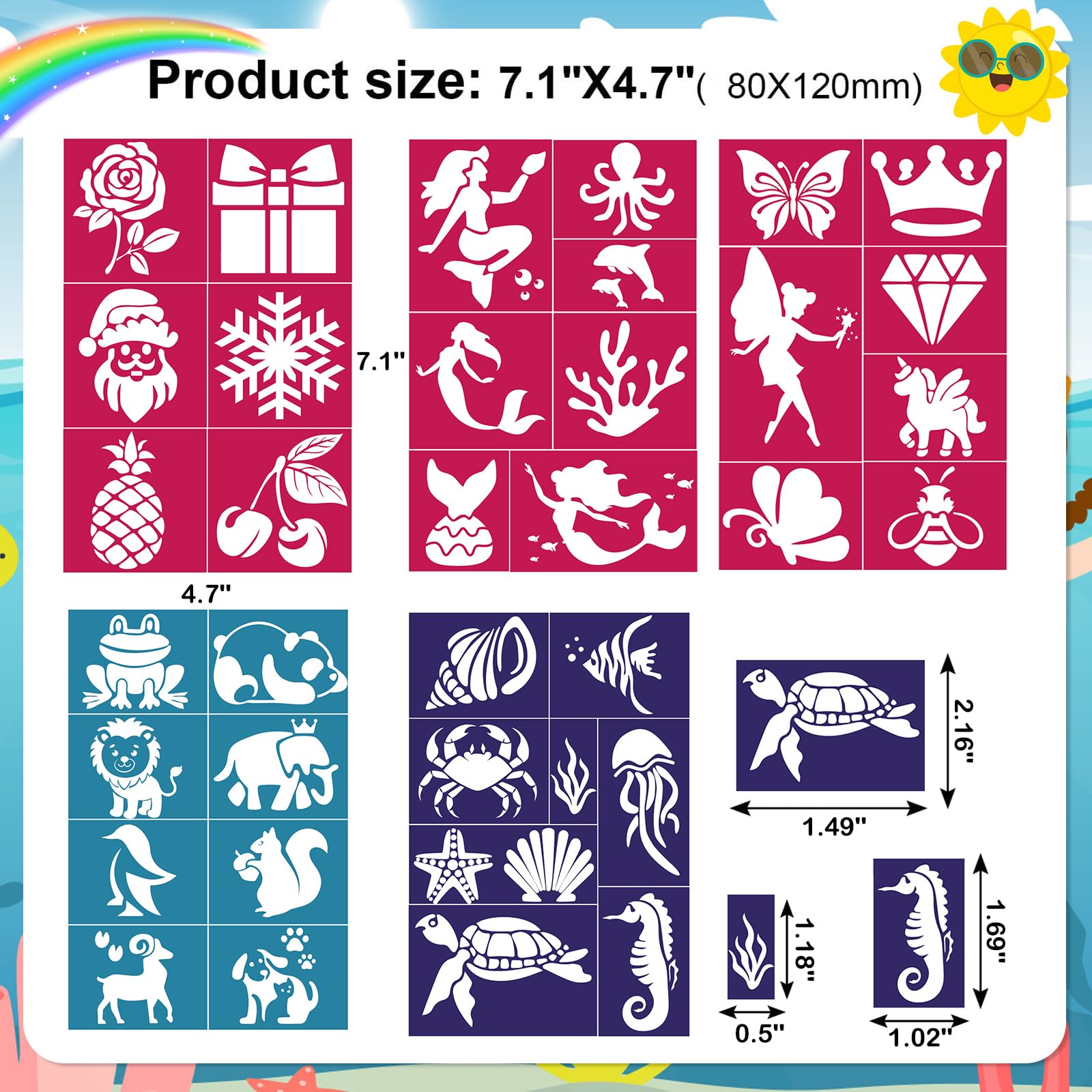 howaf-temporary-tattoos-schablonen-110-tlg-kinderschminken image 3