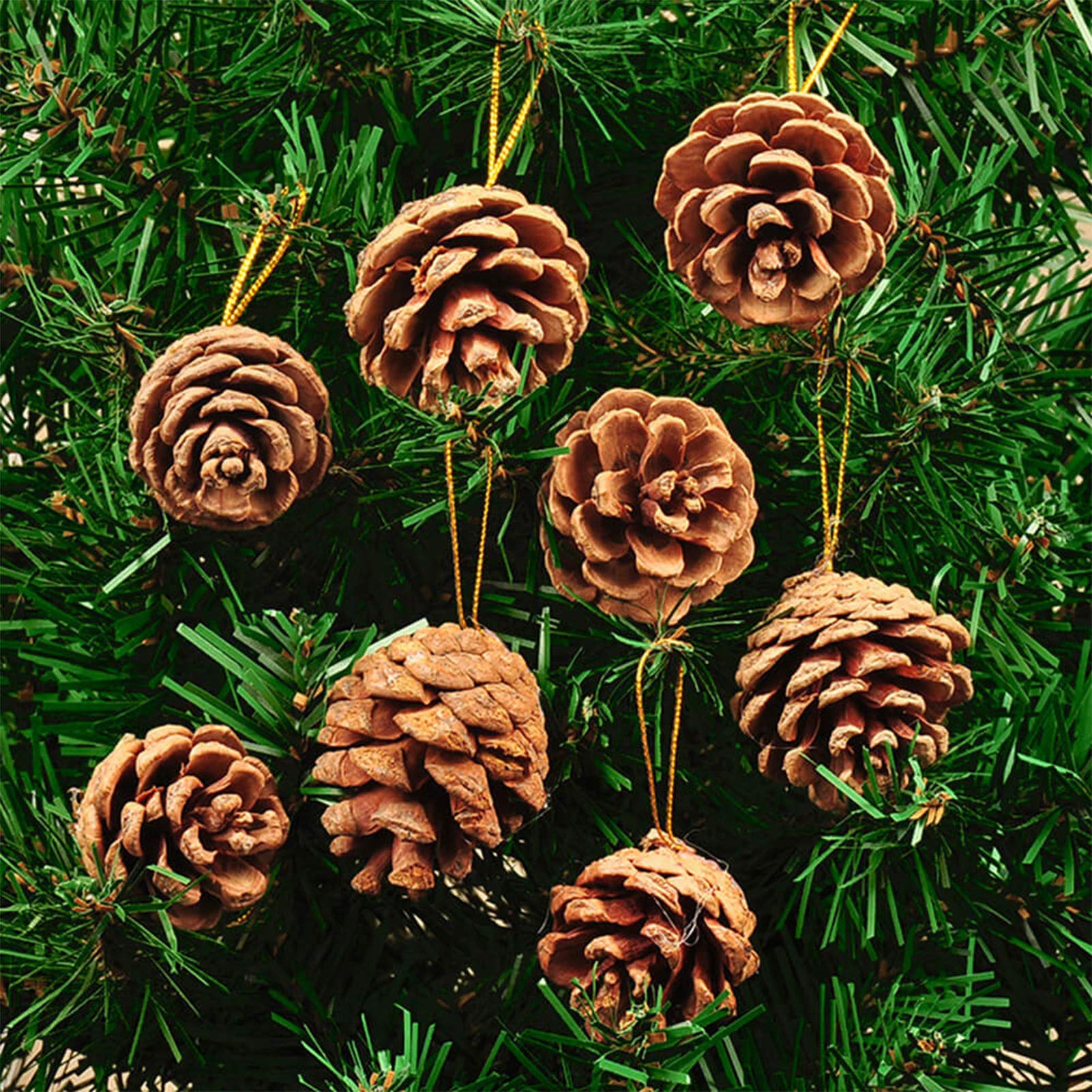 howaf-tannenzapfen-natur-25-st-ck-5-6cm-mit-goldschnur image 6