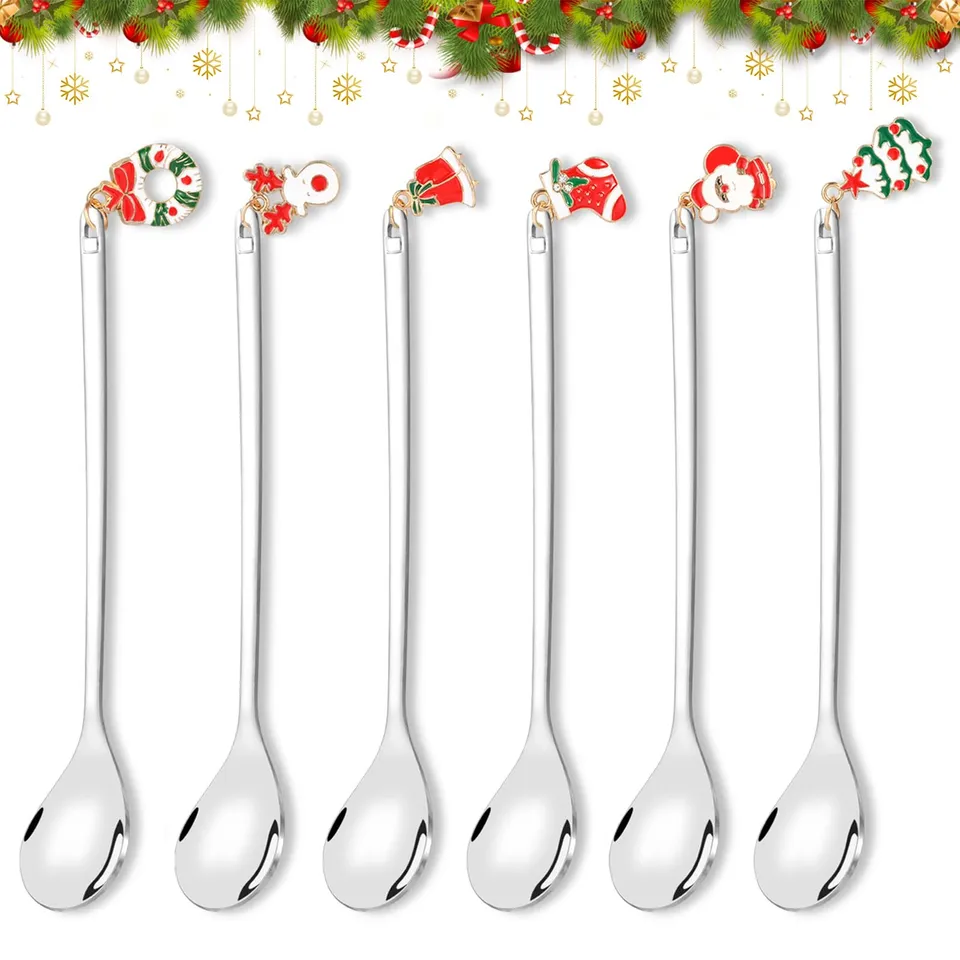 howaf-weihnachtsl-ffel-6er-silber-edelstahl-mit-anh-nger image 1