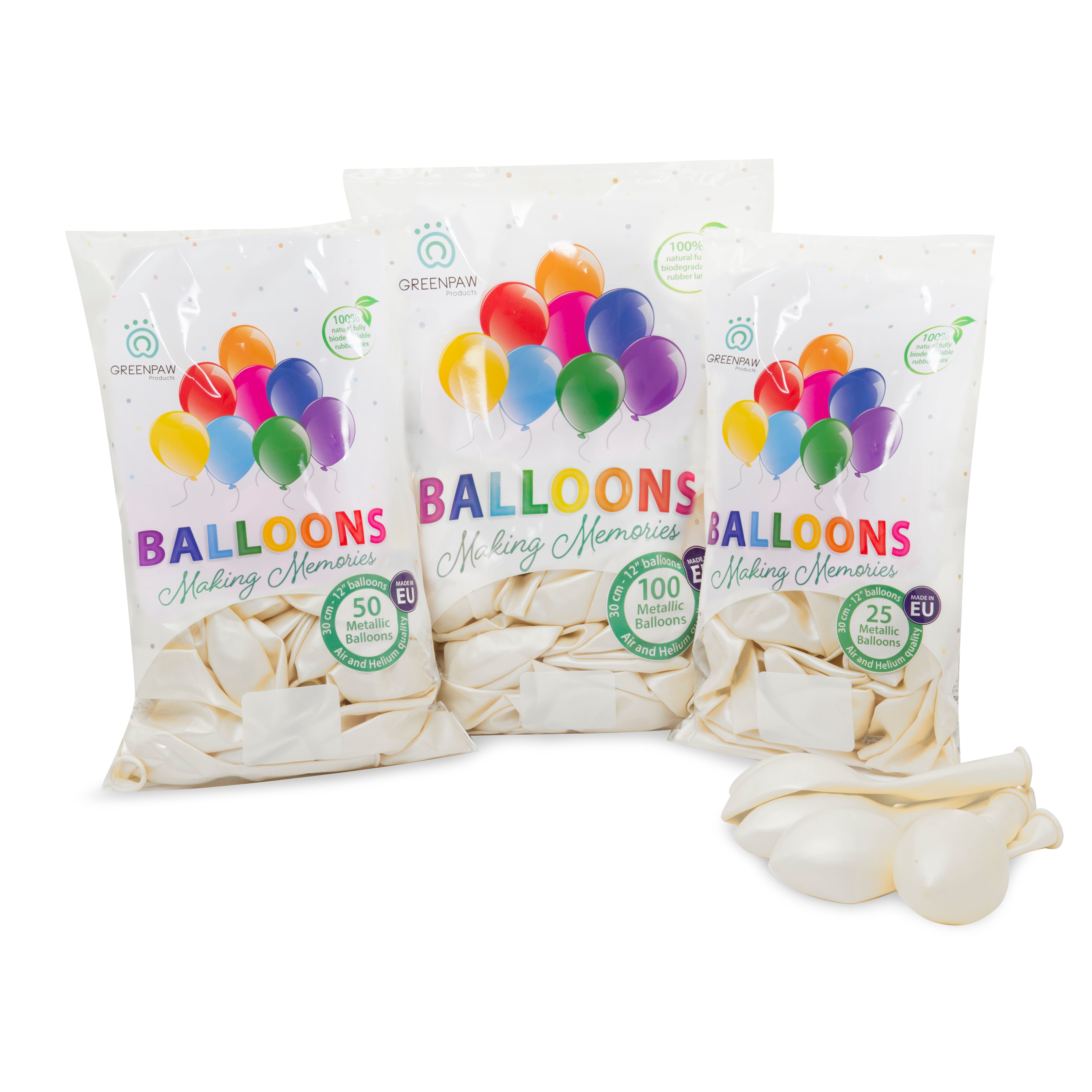 green-paw-metallic-balloons-luftballons-wei-50-st-ck-metallic image 6