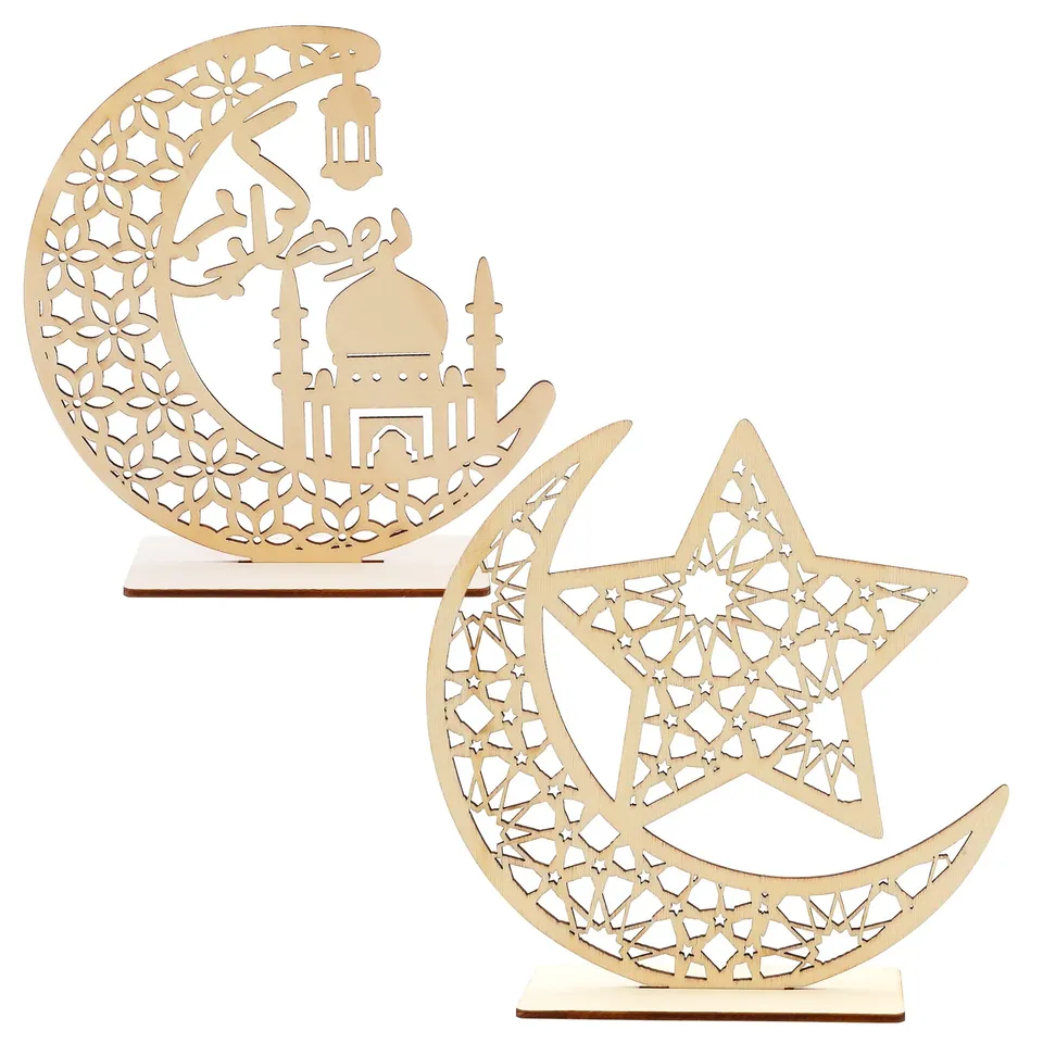 howaf-eid-holz-ornament-2-st-ck-mond-stern-tischdeko image 1