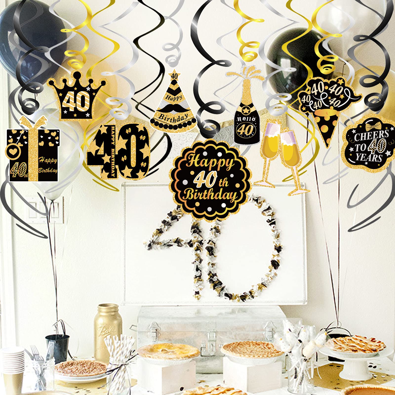 howaf-40-geburtstag-h-ngedeko-deckenh-nger-30-st-ck-schwarz-gold image 5