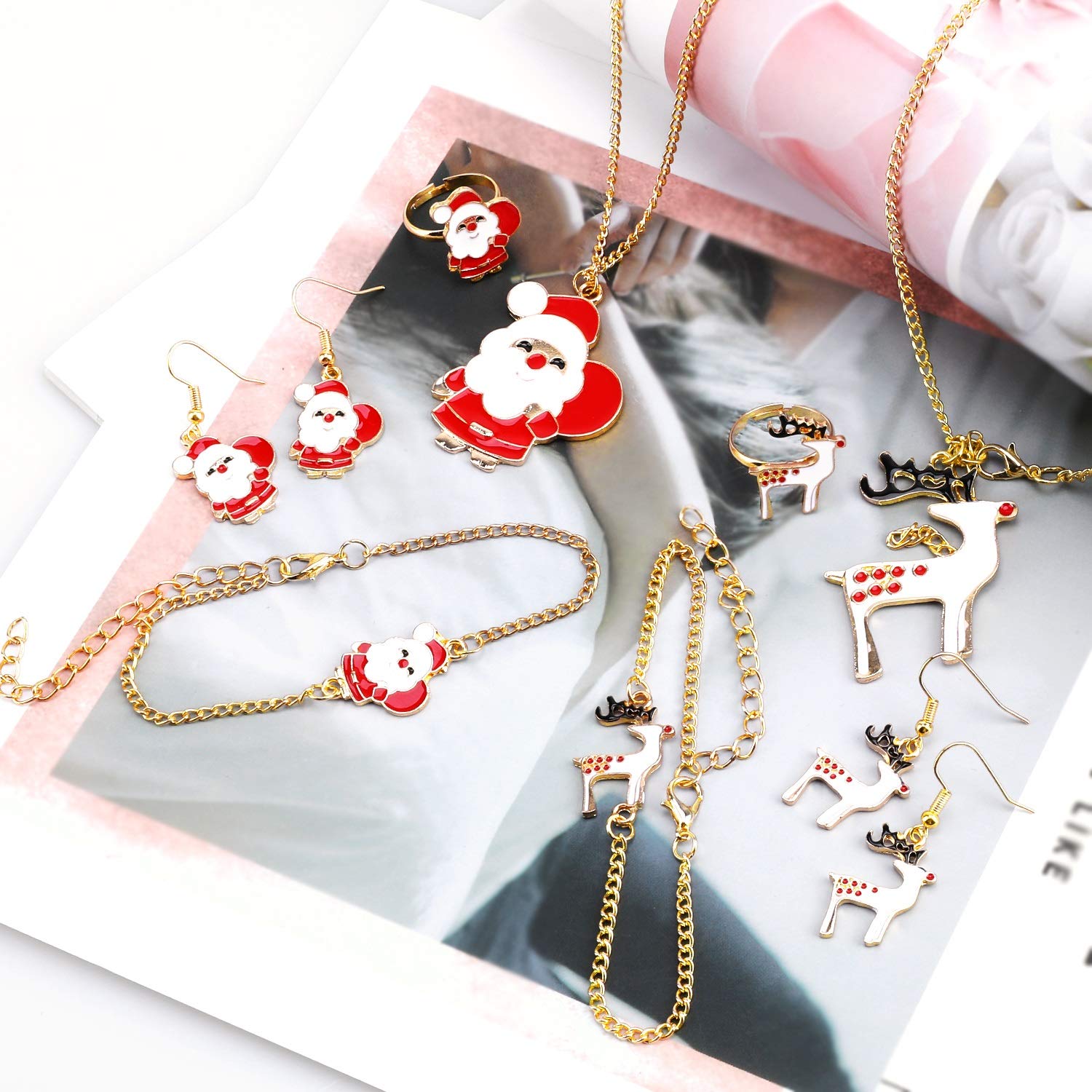 howaf-weihnachtsschmuck-m-dchen-set-10-teile-kette-armband-ringe image 6