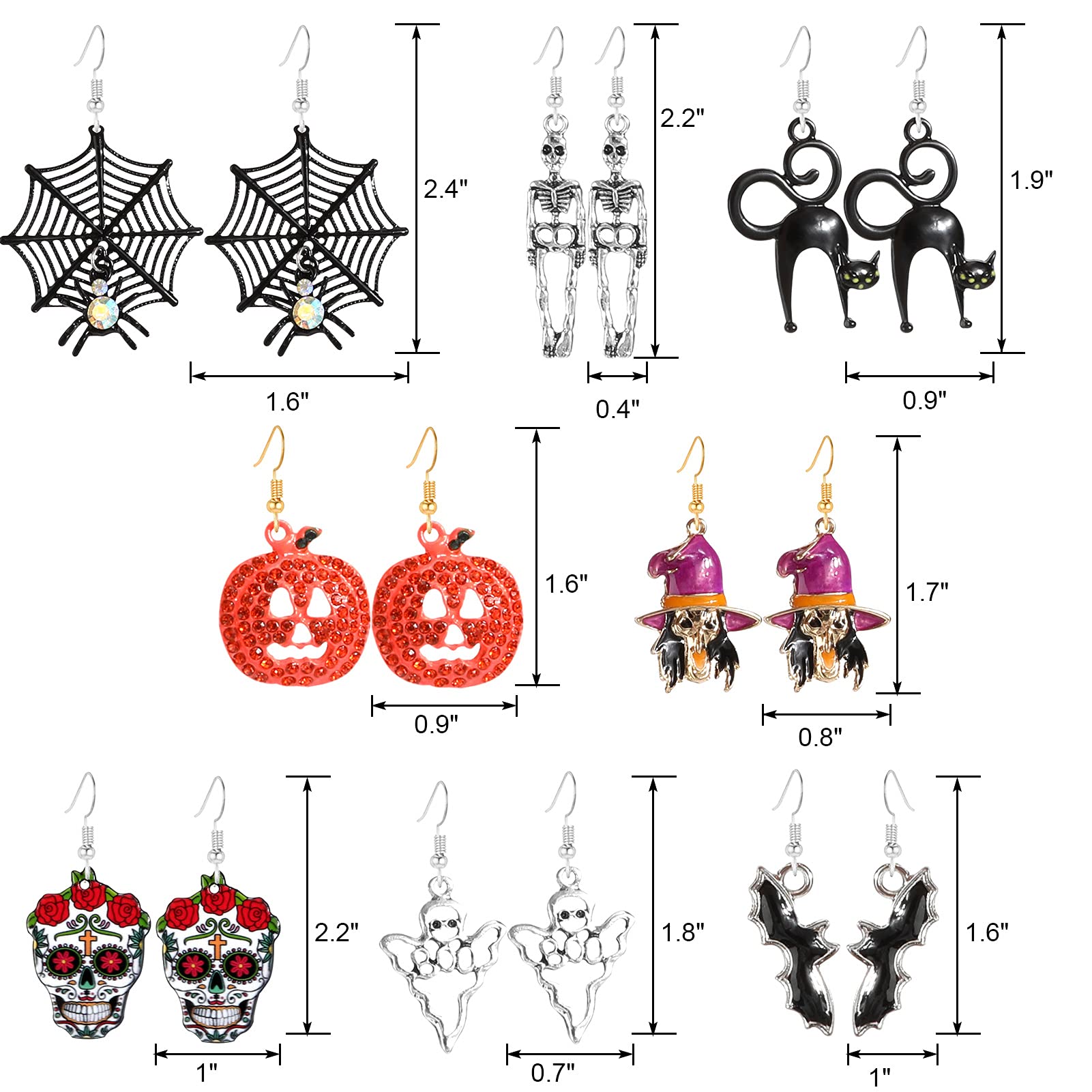 howaf-halloween-ohrringe-8-paare-k-rbis-geist-fledermaus-set image 2