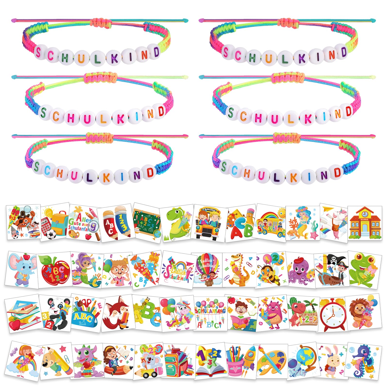 howaf-endlich-schulkind-armband-tattoos-set-54-teilig image 1