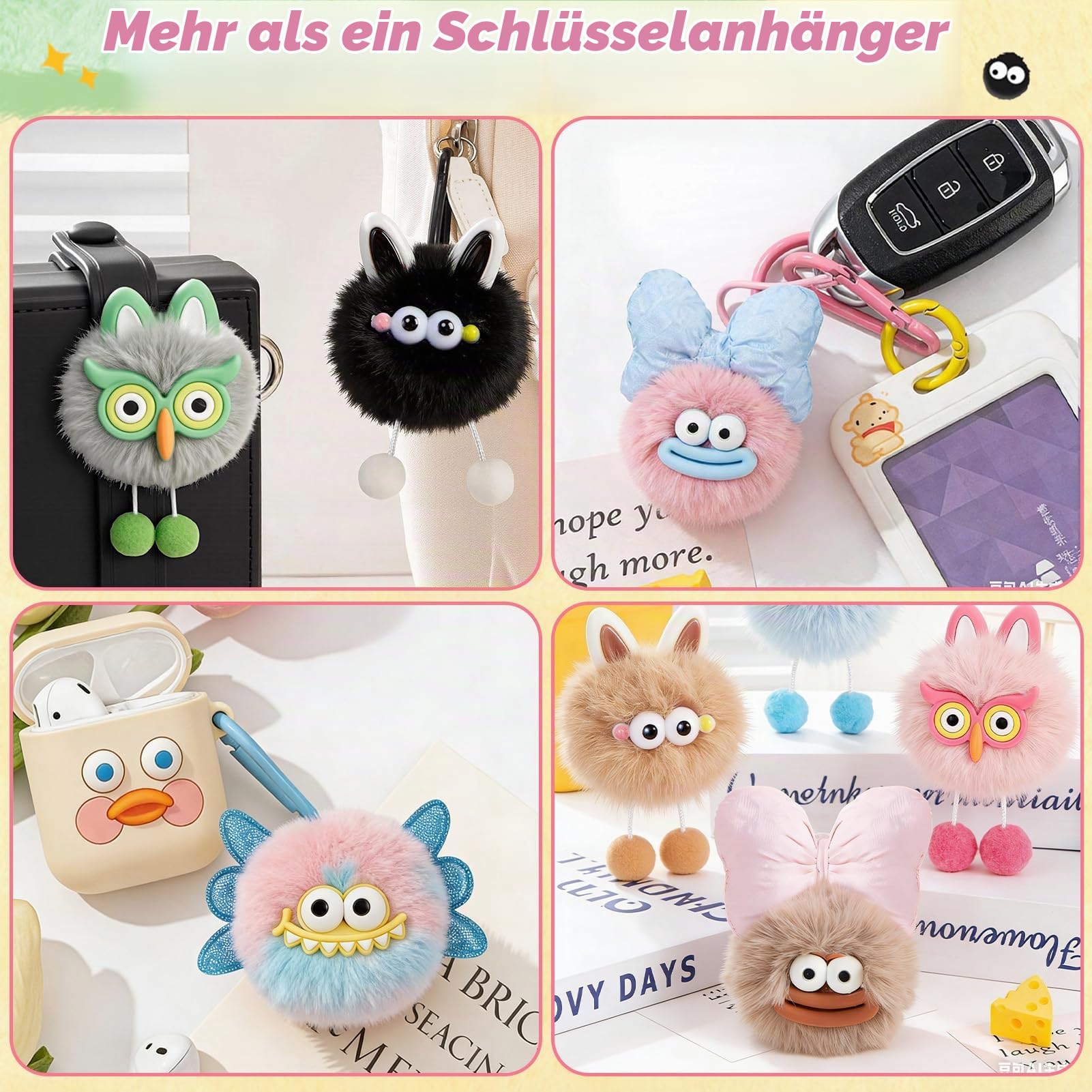 tacobear-pom-pom-schl-sselanh-nger-24-st-ck-monster-tiere image 2