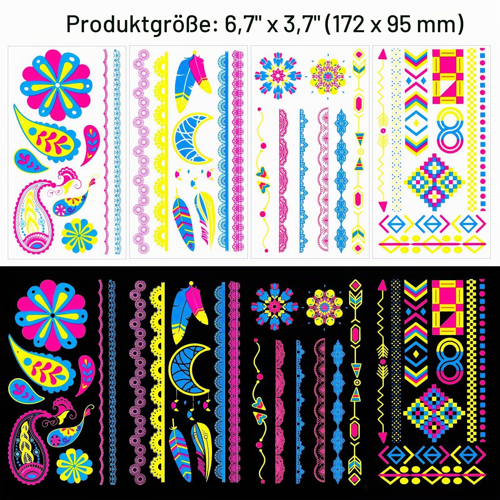 howaf-temporary-tattoos-neon-klebetattoos-20-bl-tter-uv image 4