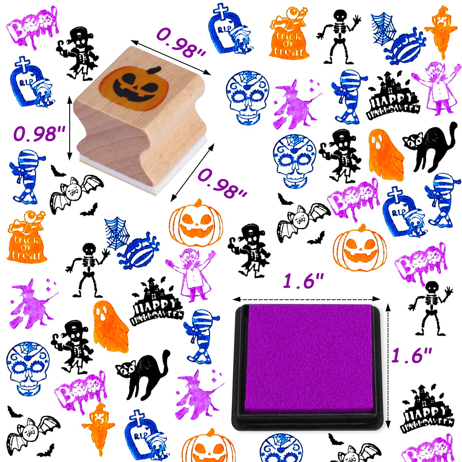 howaf-halloween-holzstempel-16-tlg-stempelset-mit-stempelkissen image 3