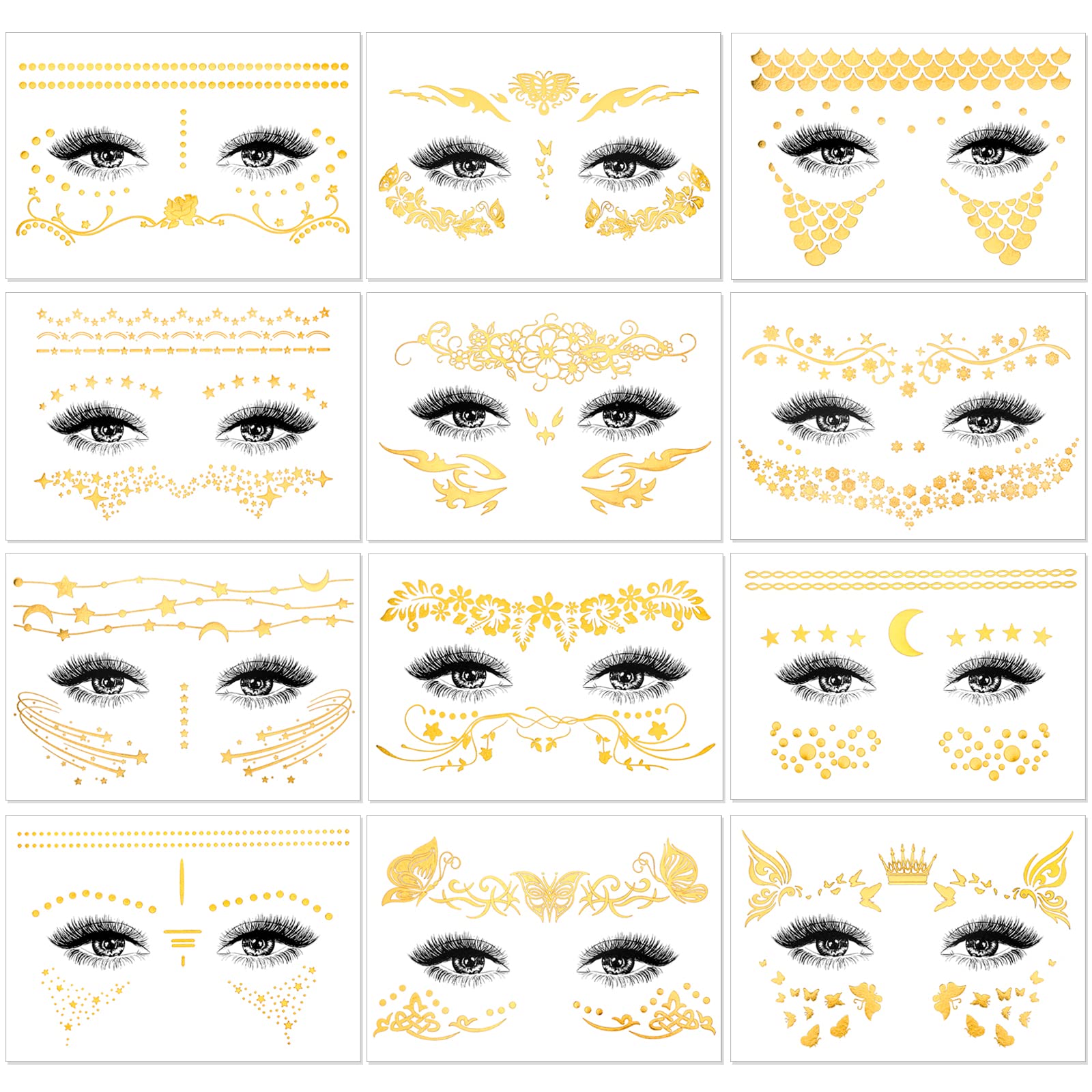 howaf-gesichtstattoo-glitzer-gold-sterne-6-blatt image 8