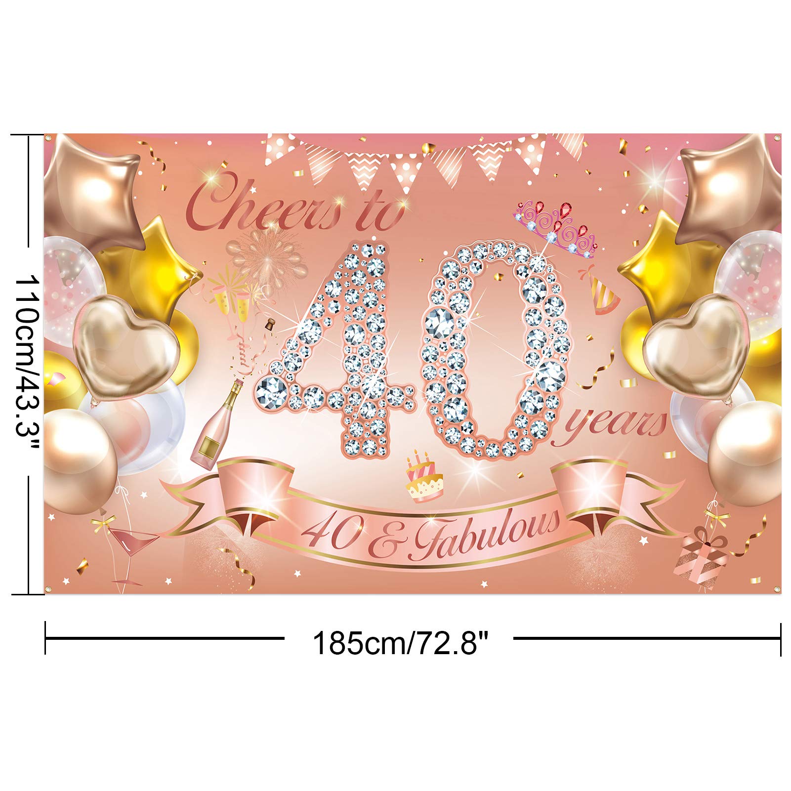 howaf-frau-40-geburtstag-banner-stoff-ros-gold-185-cm image 2