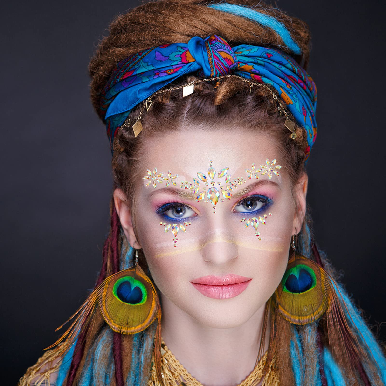 howaf-gesicht-edelsteine-blau-wei-6-st-ck-festival-glitzer image 4