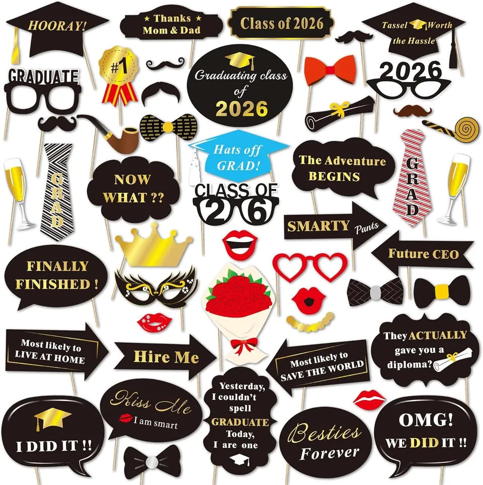 howaf-photo-booth-props-abschluss-50-st-ck-abi-2026 image 1