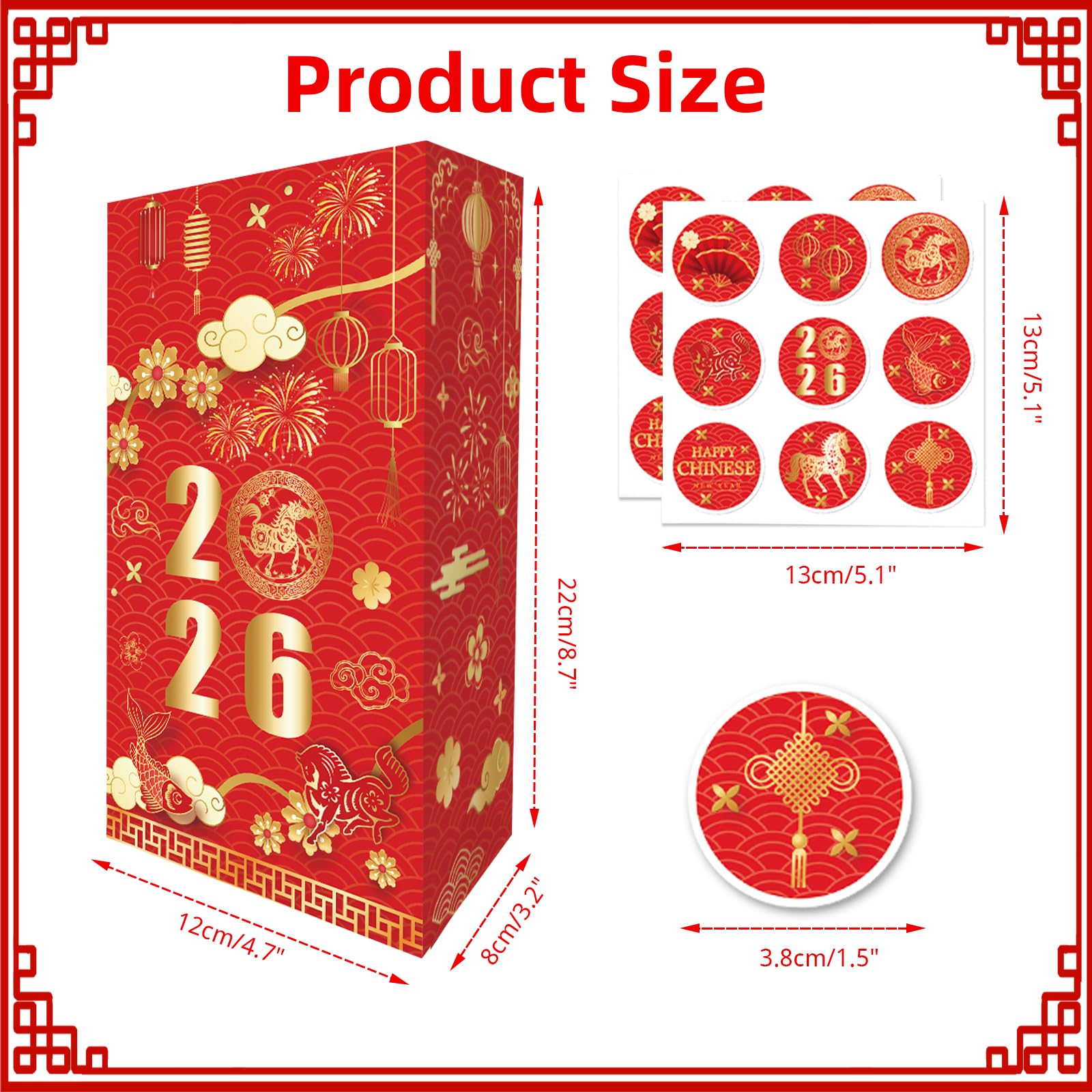 howaf-chinesisch-neujahr-geschenkt-ten-rot-12-st-ck-pferd image 2