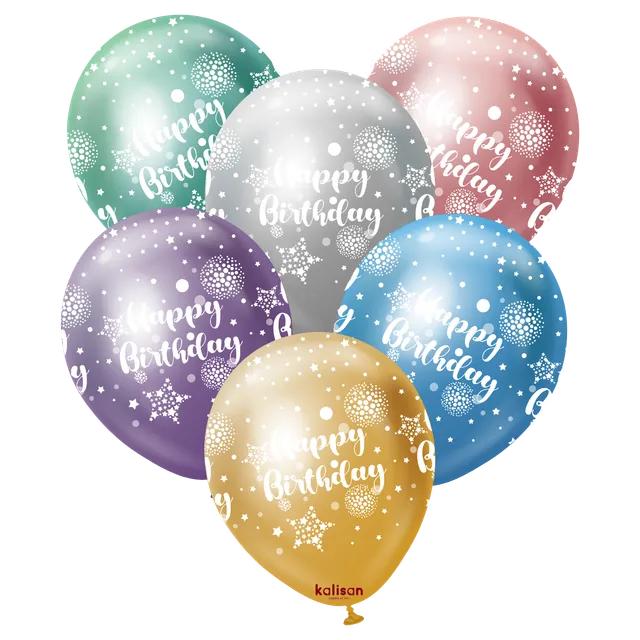 kalisan-happy-birthday-mirror-luftballons-25-stk-12-bunt image 1