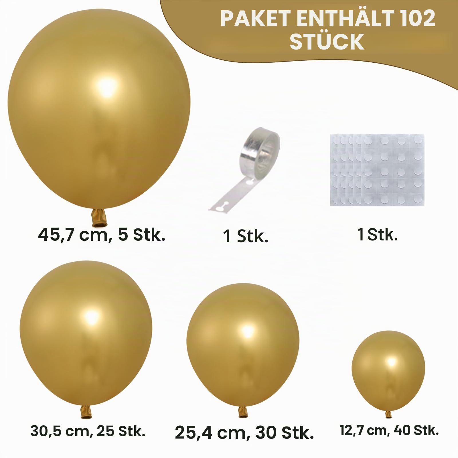 qifu-ballon-girlande-gold-102-tlg-luftballon-set-geburtstag image 2