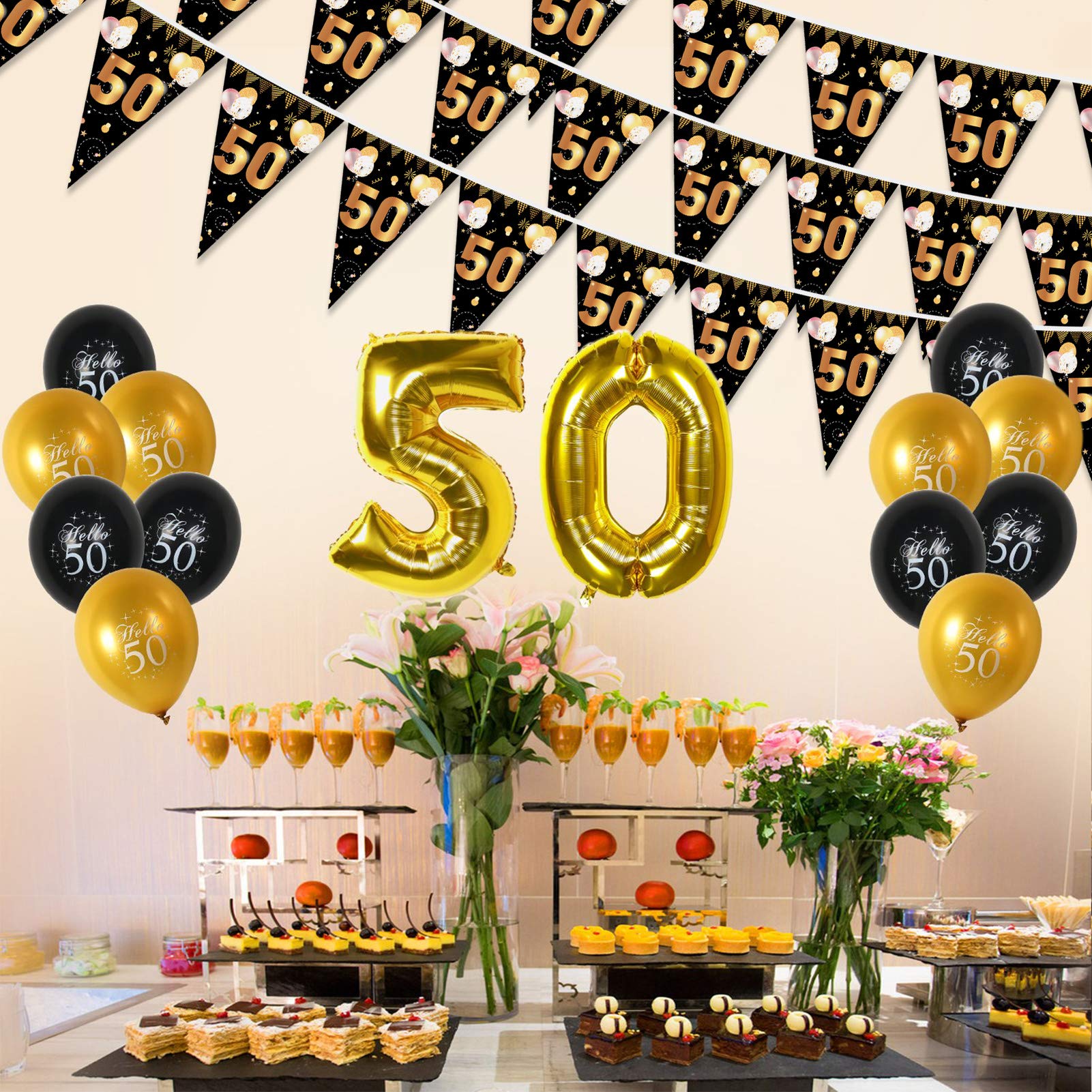 howaf-50-geburtstag-girlande-wimpelkette-schwarz-gold-5-7m image 6
