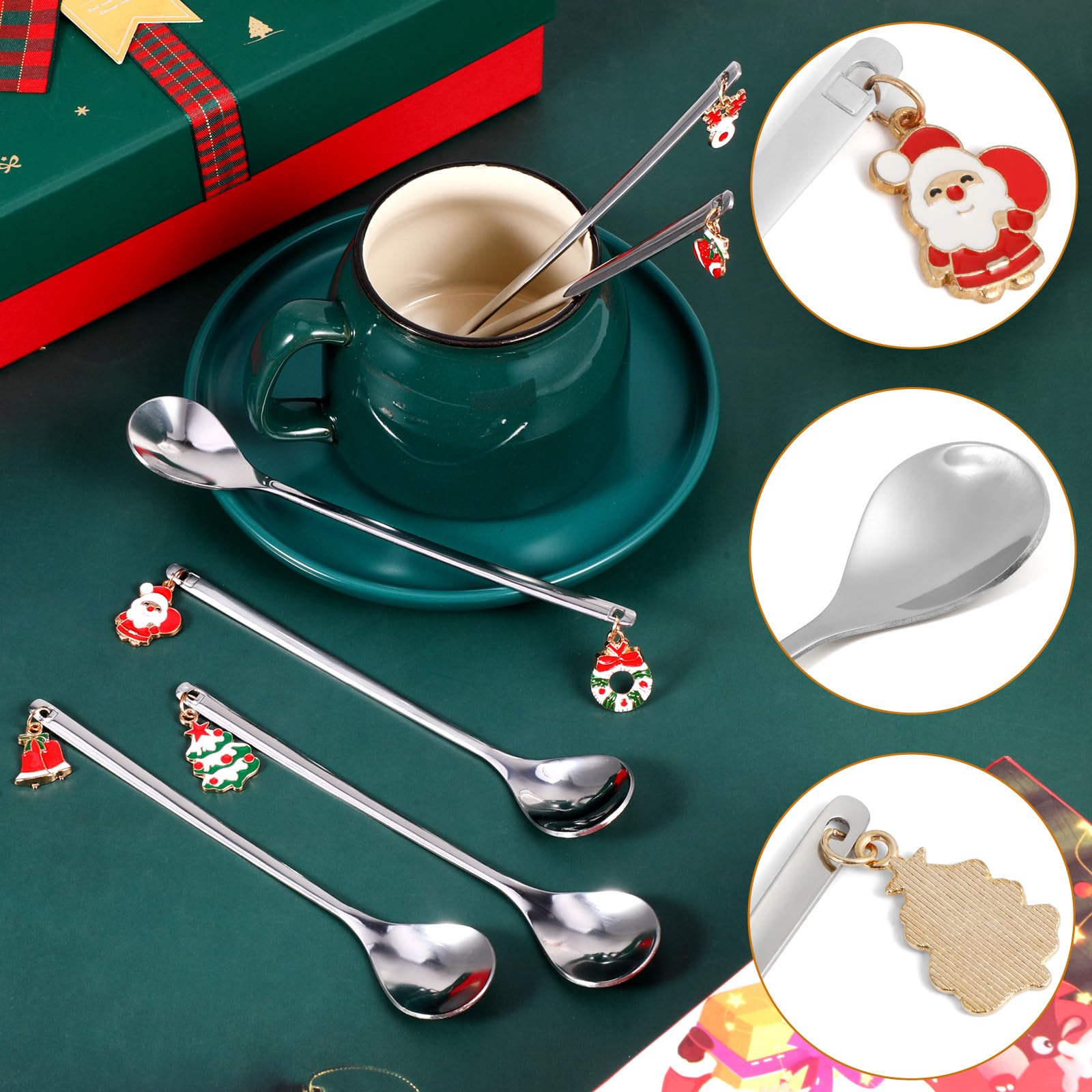 howaf-weihnachtsl-ffel-6er-silber-edelstahl-mit-anh-nger image 3