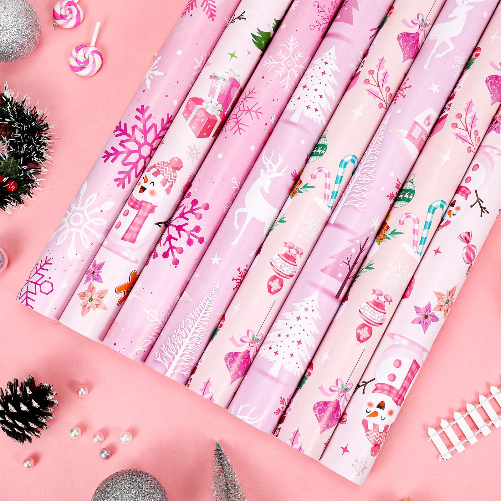 howaf-weihnachten-geschenkpapier-rosa-8-b-gen-70x50cm-schneeflocke image 3