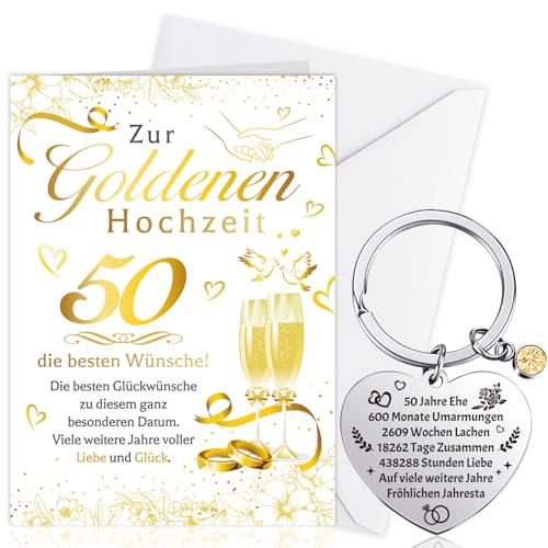 howaf-goldene-hochzeit-karte-mit-schl-sselanh-nger-50-jahre-set image 8