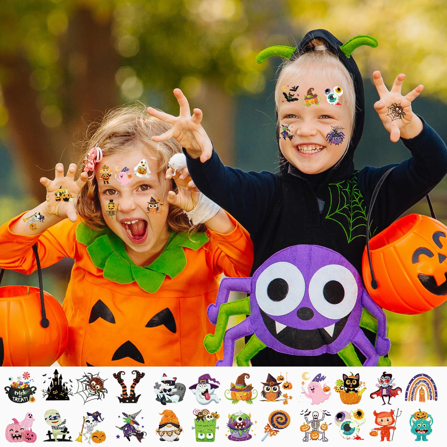 howaf-halloween-tattoos-kinder-glitzer-96-bl-tter-set image 5