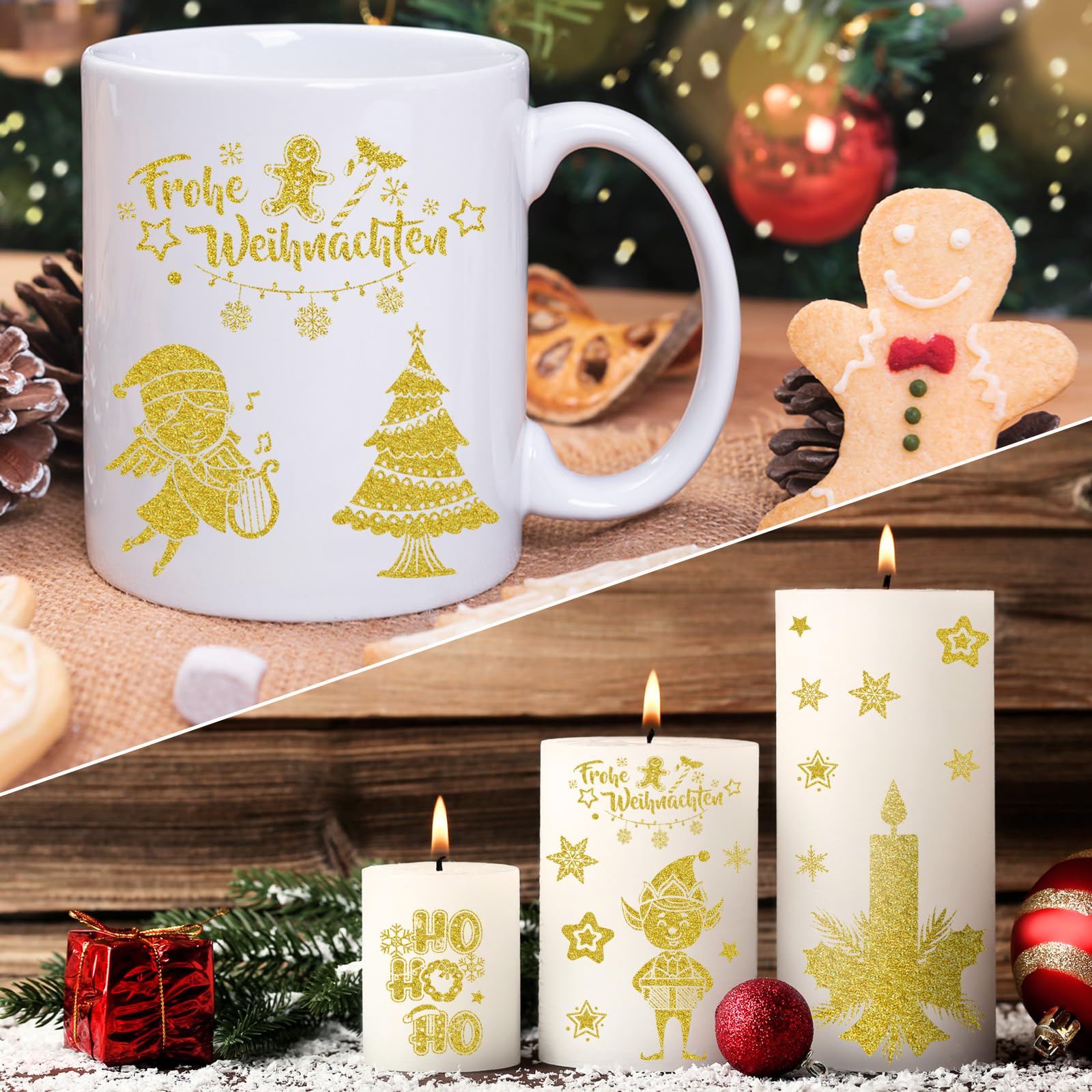 howaf-weihnachtssticker-glitzer-gold-selbstklebend-153-stk image 5