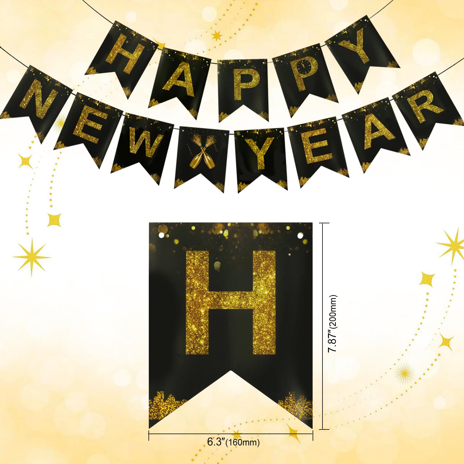howaf-silvester-deko-2027-schwarz-gold-53tlg-ballons-girlande image 2
