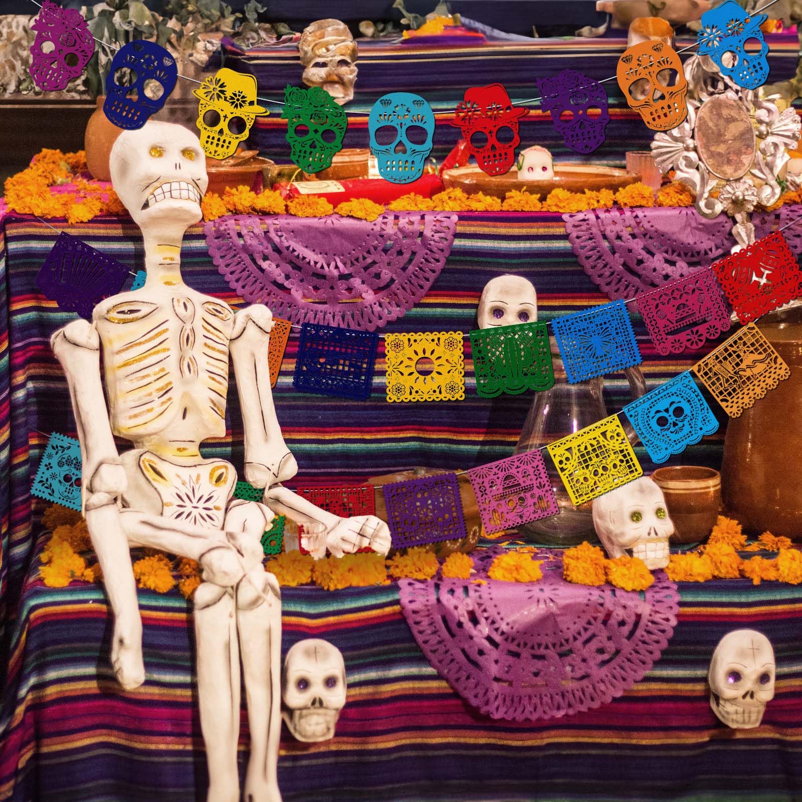 howaf-dia-de-los-muertos-girlande-filz-27tlg-banner-mehrfarbig image 4