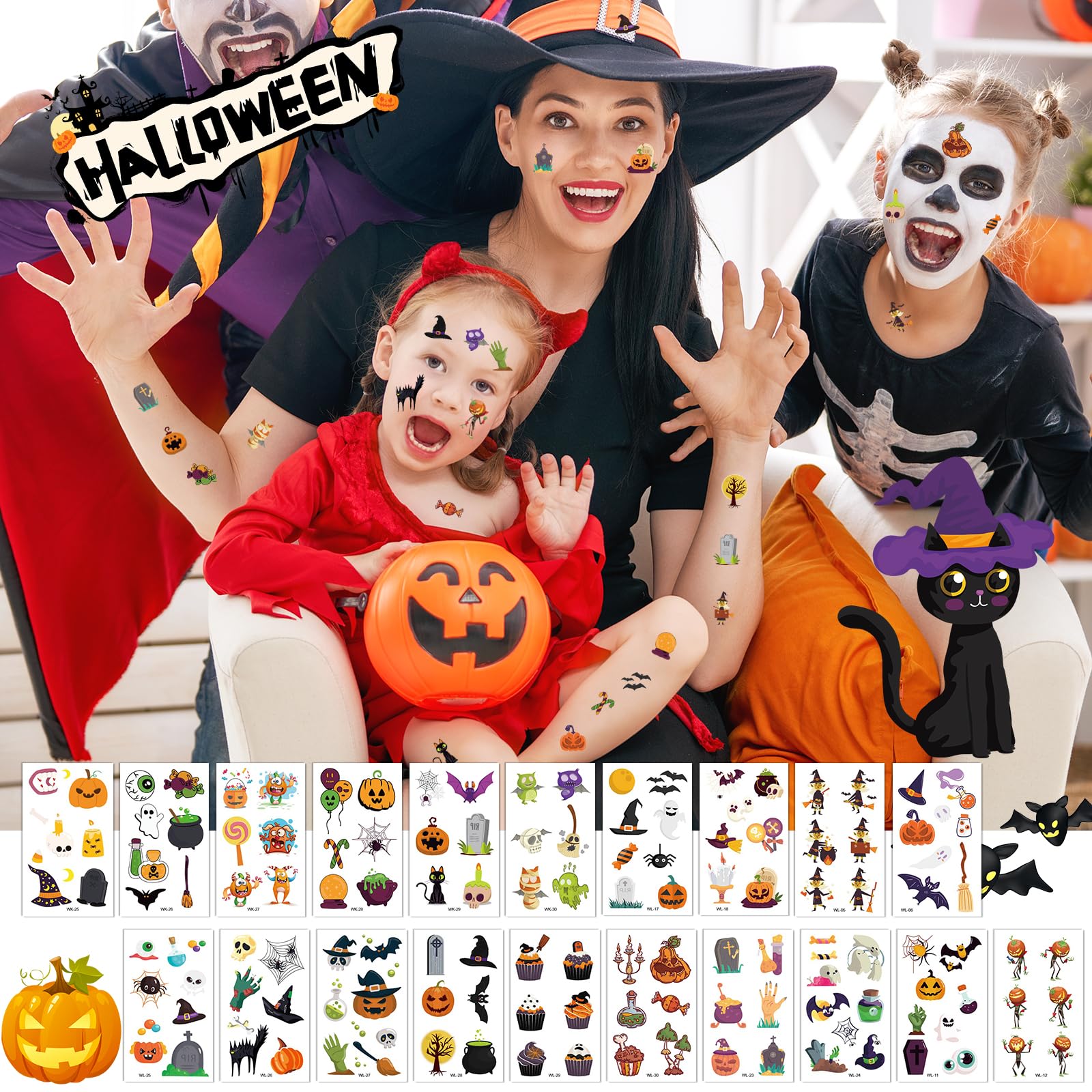 howaf-halloween-tattoo-kinder-60-bl-tter-wasserdicht image 6