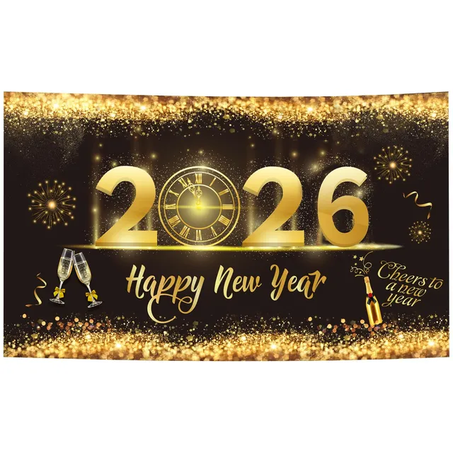 howaf-silvester-banner-2027-stoff-schwarz-gold-185x110-cm image 1