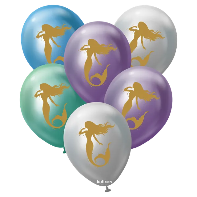 kalisan-animals-mermaid-mirror-luftballons-12-zoll-25-st-ck image 1