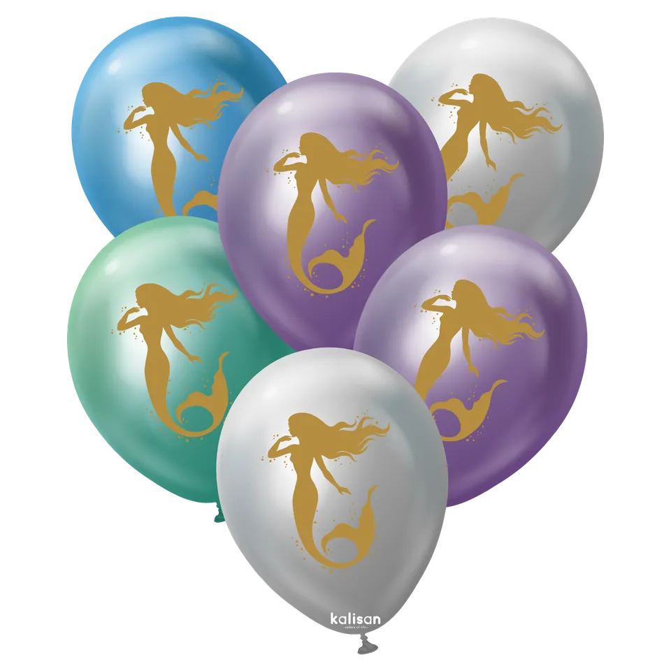 kalisan-animals-mermaid-mirror-luftballons-12-zoll-25-st-ck image 1