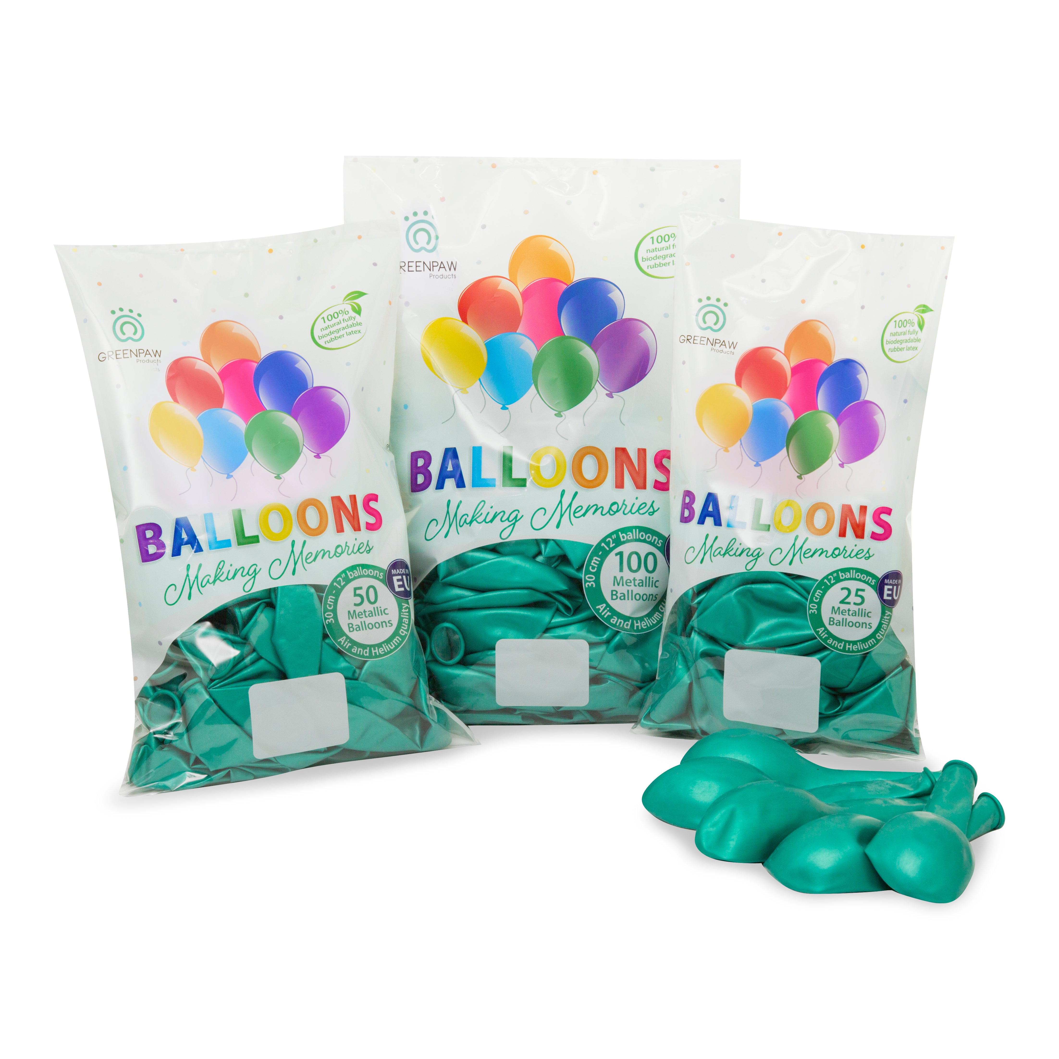 green-paw-metallic-balloons-luftballons-gr-n-25-st-ck-helium image 6