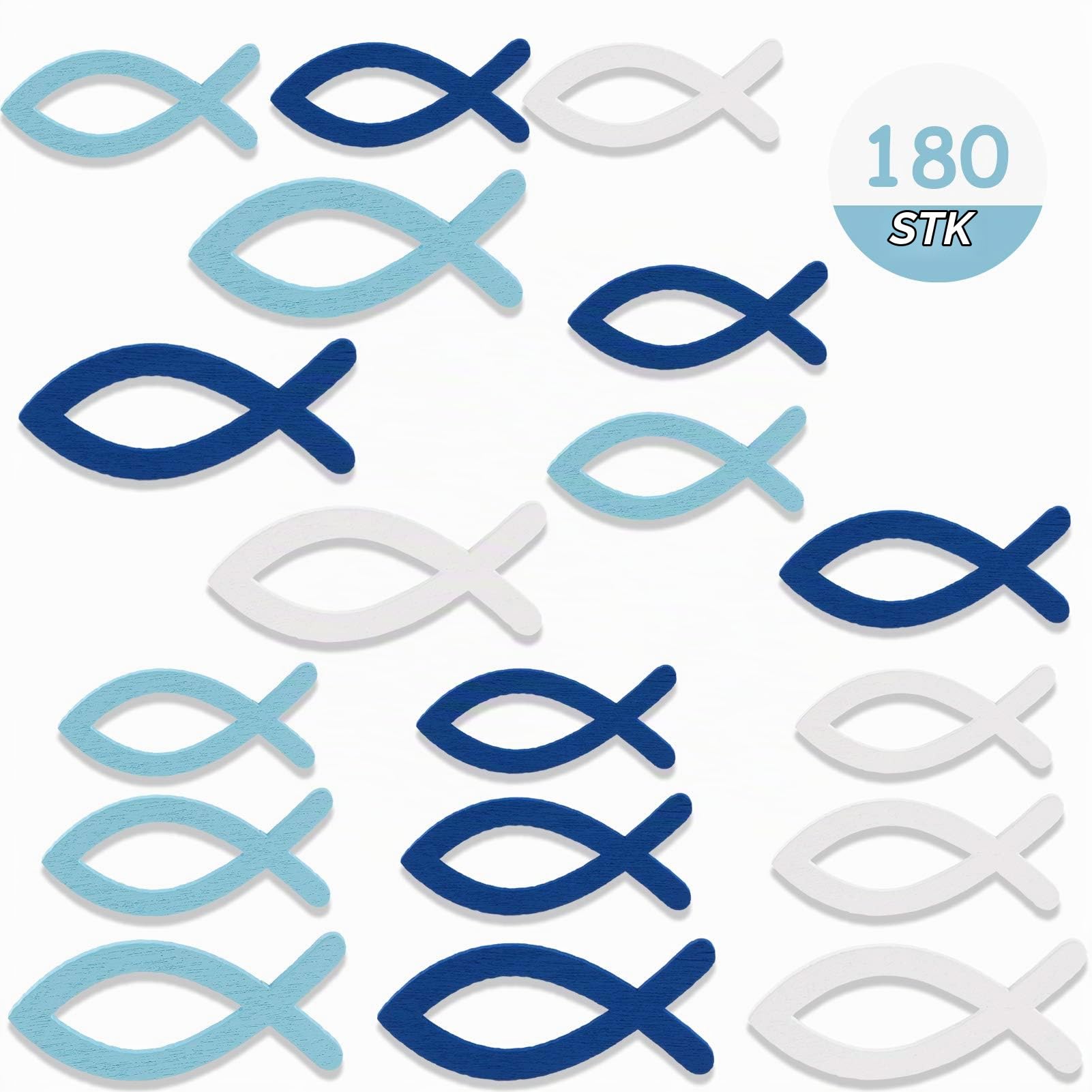 howaf-holz-fische-streudeko-blau-wei-180-stk-taufe-kommunion image 2