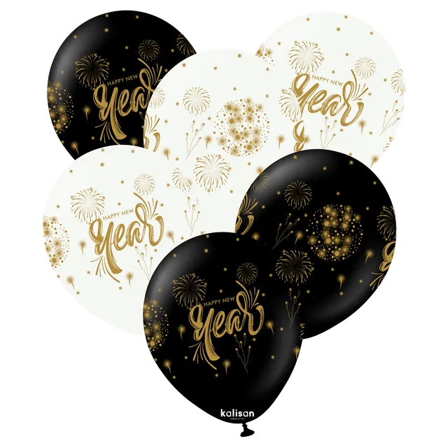 kalisan-new-year-happy-new-year-luftballons-schwarz-12-25-stk image 1