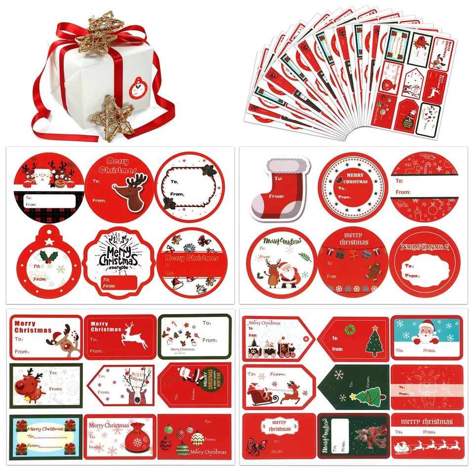 howaf-weihnachtsaufkleber-150-stk-selbstklebend-rot-gr-n-20-blatt image 1