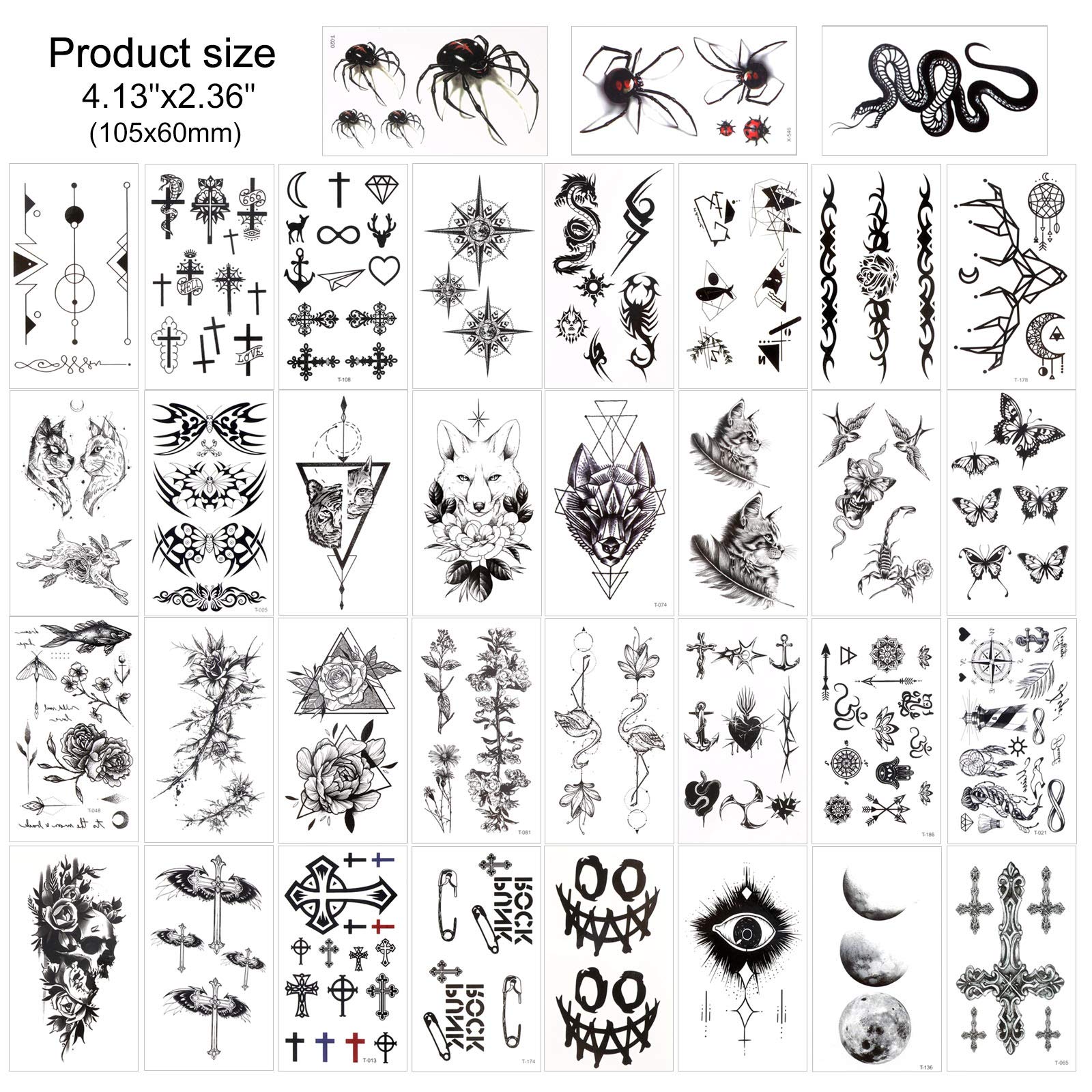 howaf-temporary-tattoos-schwarz-rose-blume-50-blatt-wasserdicht image 2