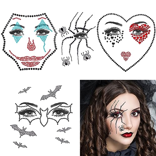 howaf-halloween-tattoo-gesicht-edelsteine-set-4-st-ck-glitzer image 8