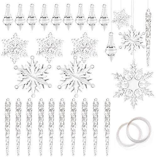 howaf-christbaumschmuck-eiszapfen-schneeflocken-40er-set image 8