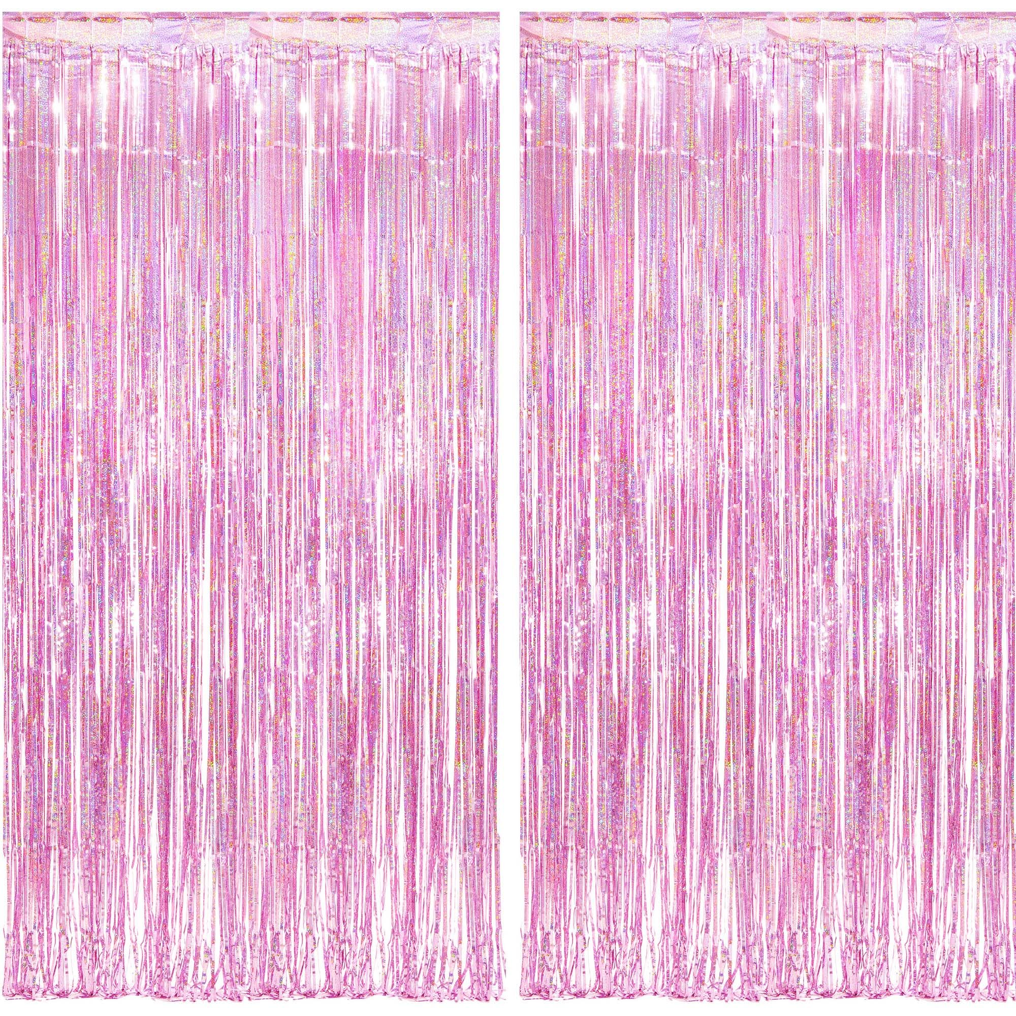 braveshine-lametta-vorhang-rosa-2-st-ck-1x2-5m-party image 1