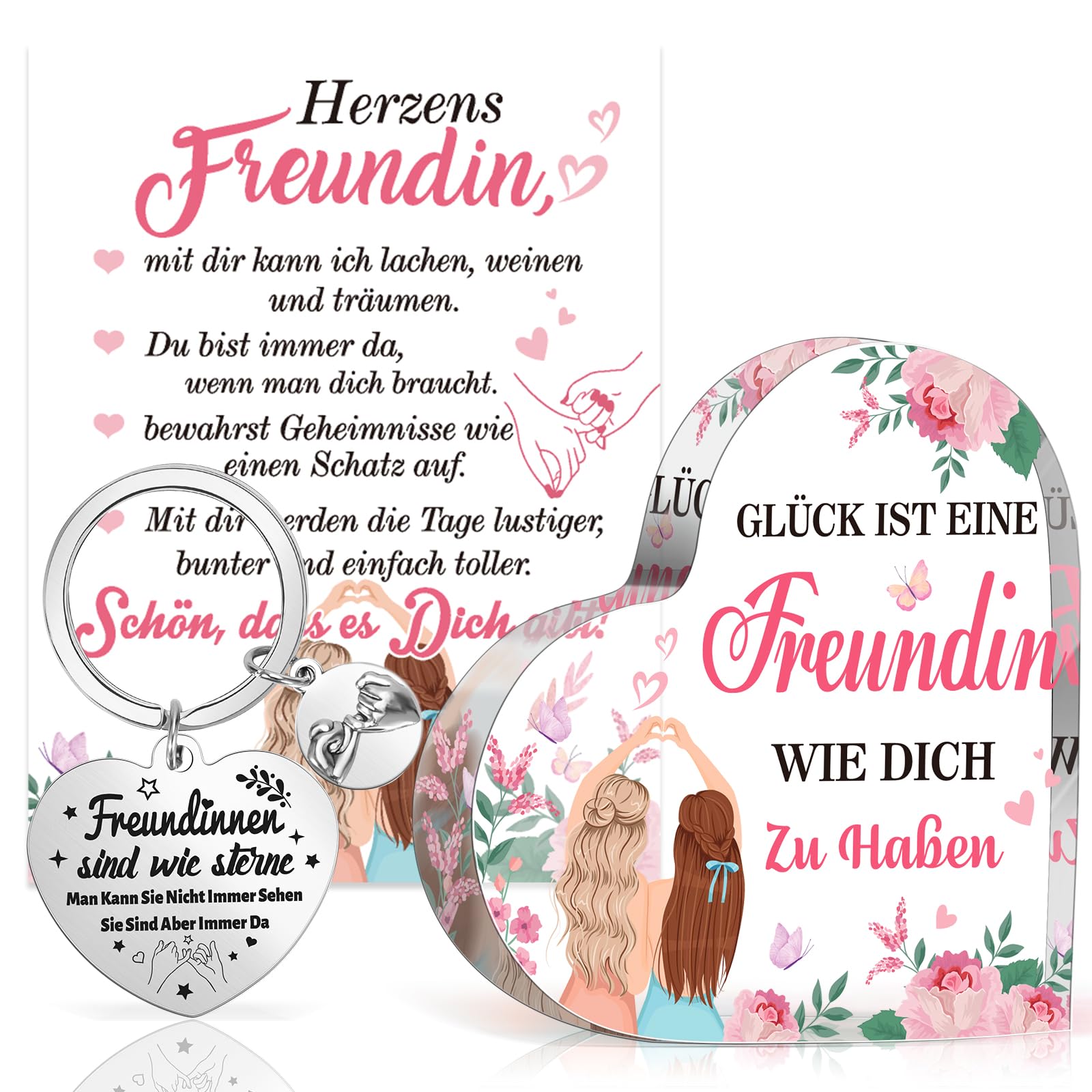howaf-beste-freundin-geschenk-herz-acryl-schl-sselanh-nger-set image 1
