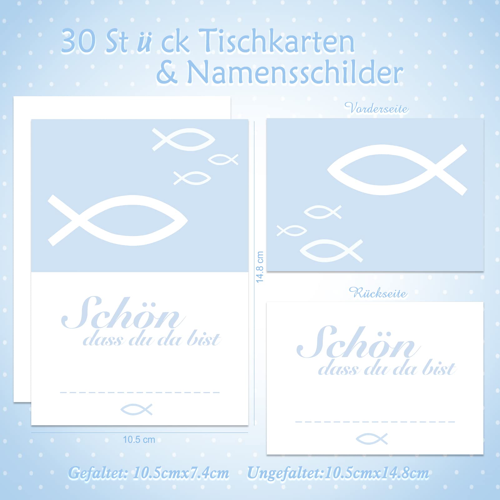 howaf-tischkarten-kommunion-fisch-blau-30-st-ck image 2