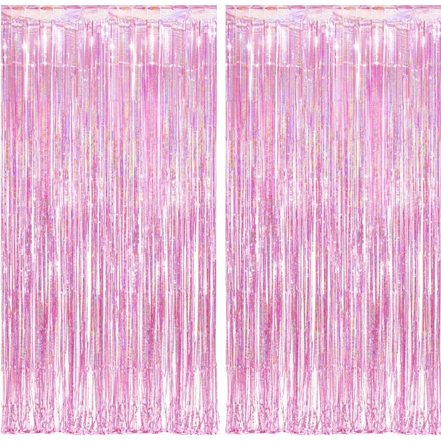 braveshine-lametta-vorhang-rosa-2-st-ck-1x2-5m-party image 1