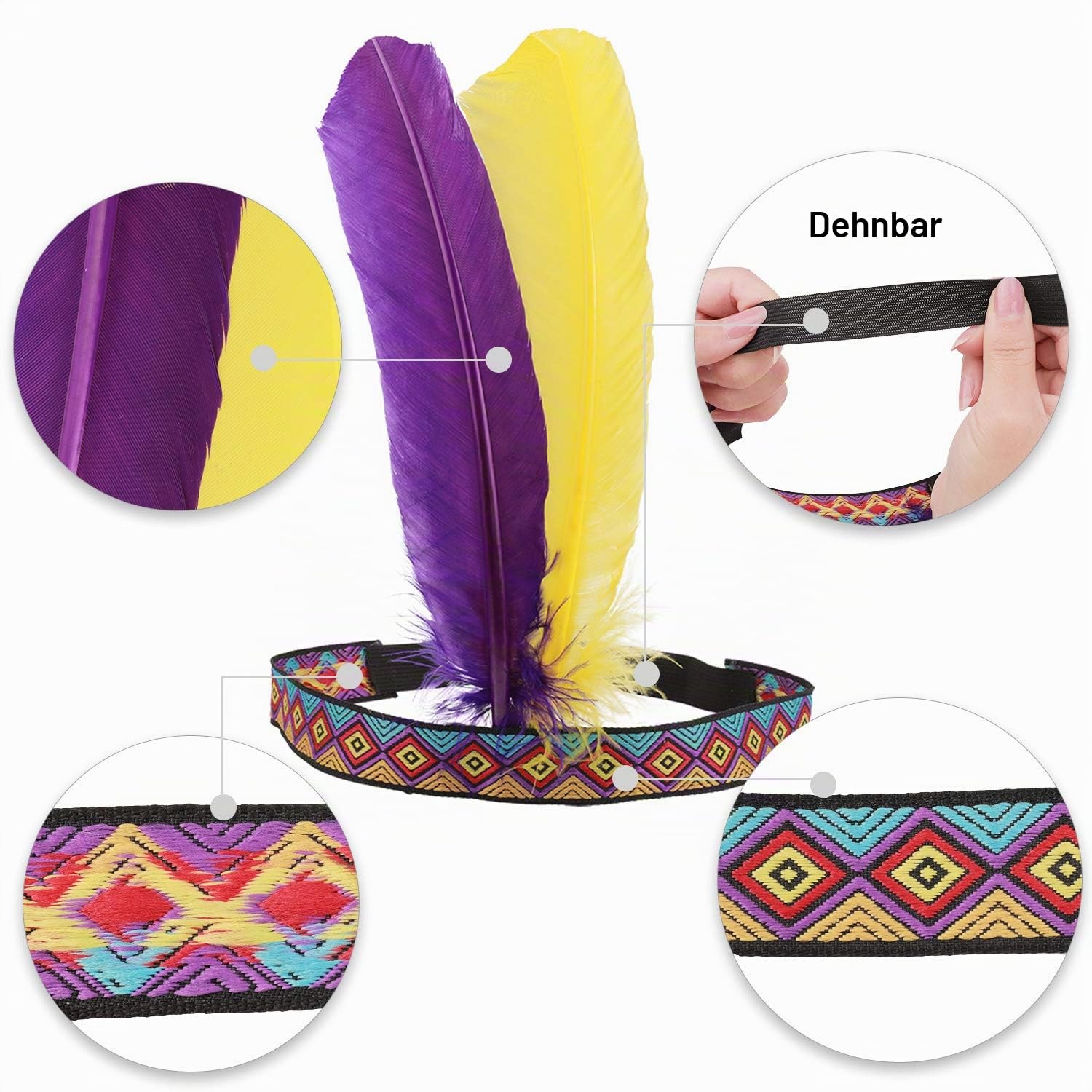 howaf-indianer-kopfschmuck-federn-stirnband-3er-pack image 3
