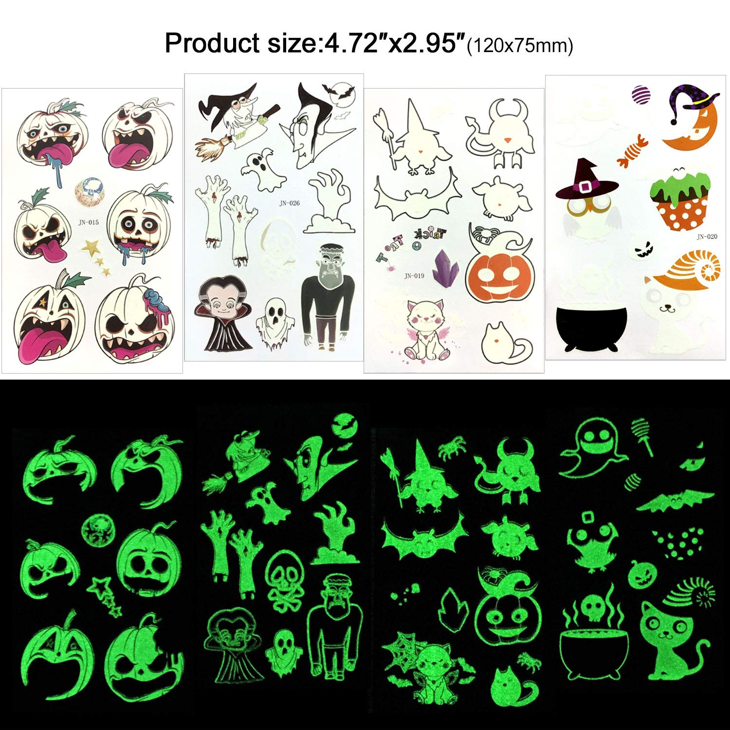 howaf-temporary-tattoos-halloween-leuchtend-kinder-15-blatt image 5