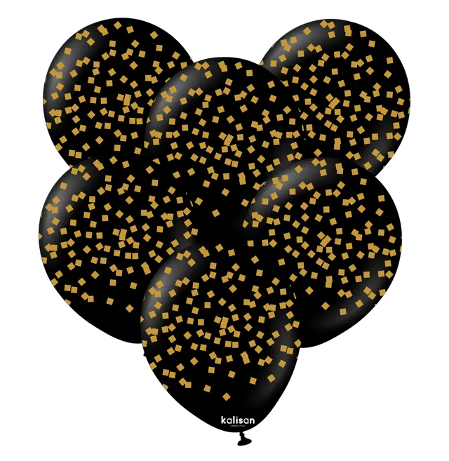 kalisan-party-theme-gold-confetti-luftballons-12-25-stk-schwarz image 1