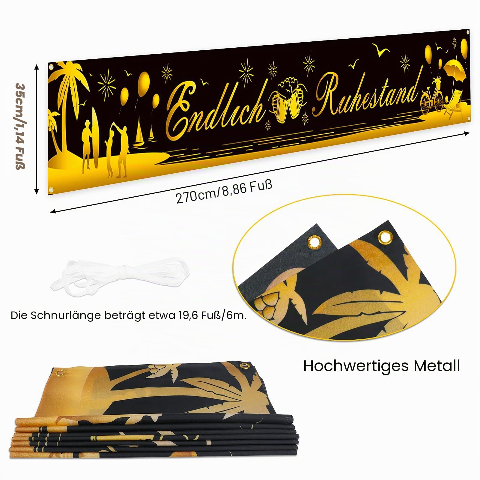 howaf-endlich-ruhestand-banner-schwarz-gold-270x36cm image 2