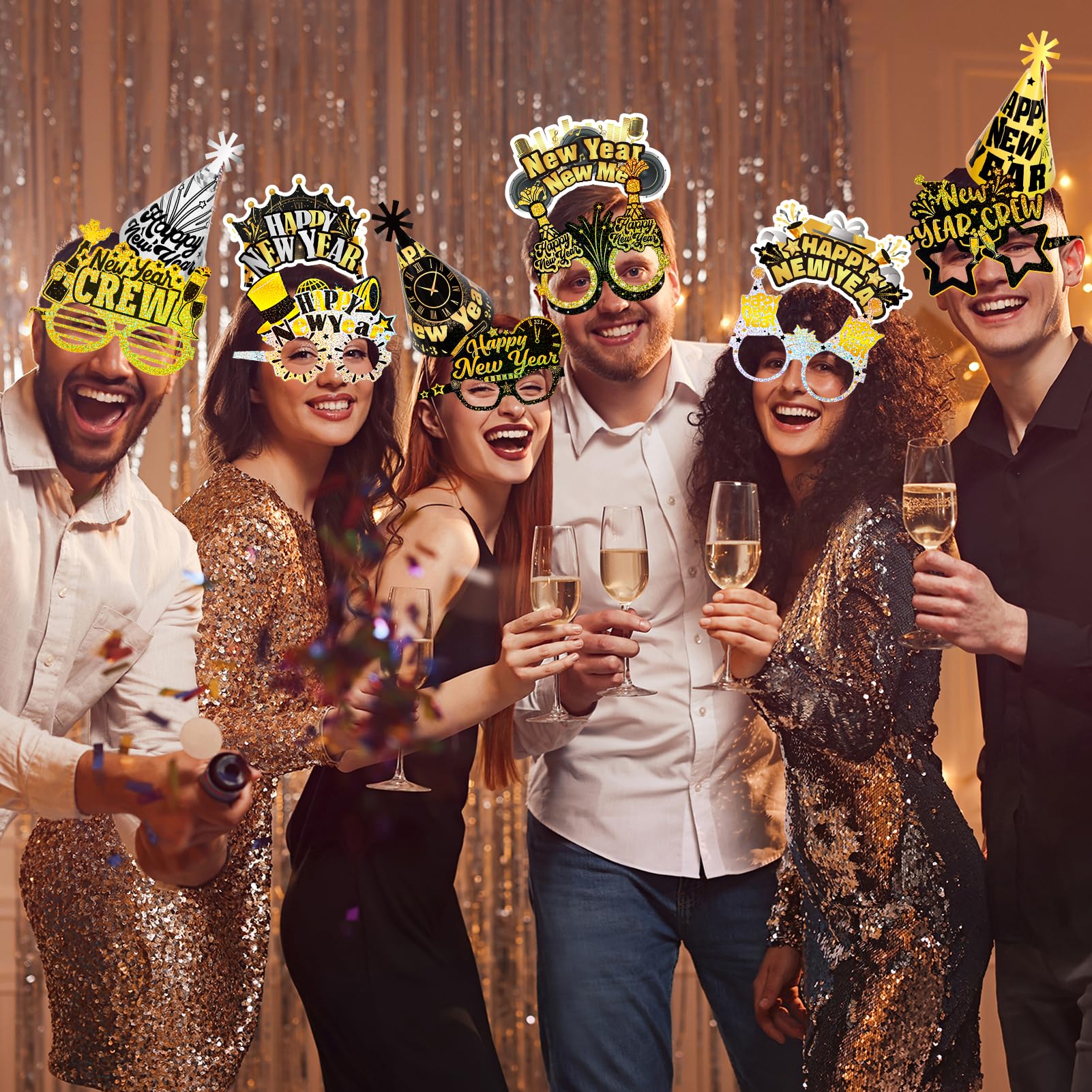 howaf-silvester-deko-2027-set-schwarz-gold-24-teilig-glitzer image 6
