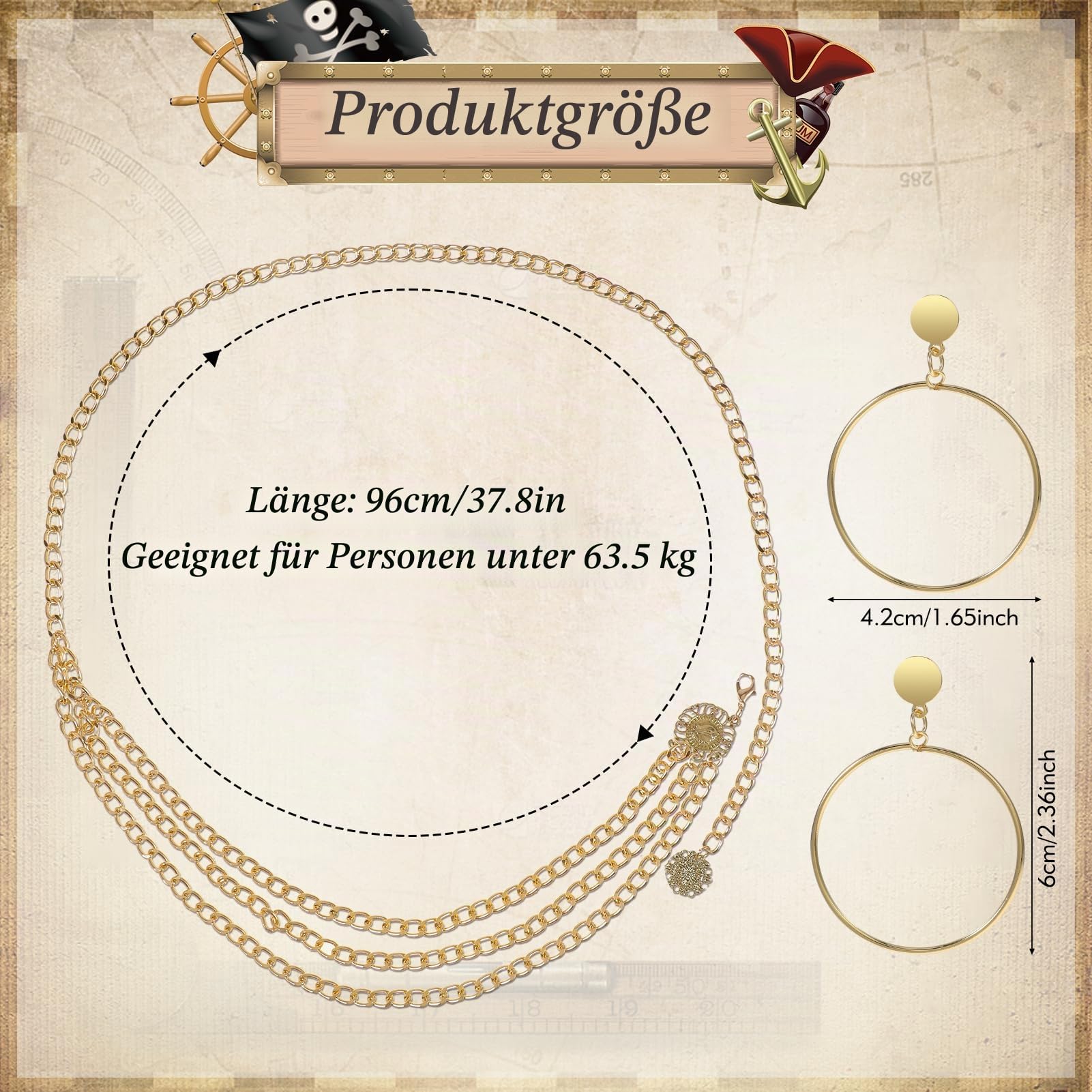 howaf-piratenkost-m-damen-rot-accessoire-set-fasching image 4
